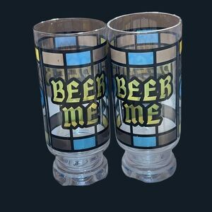 Two beer glasses. Beer me.
